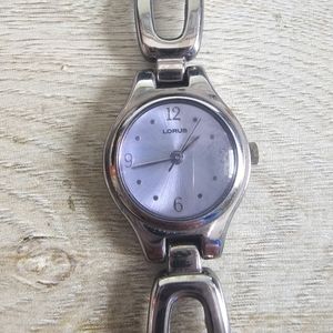 LORUS Stainless Steel Watch Silver & Purple Iridescent Face